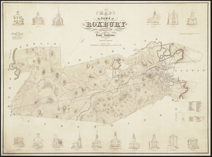 vintage map of Roxbury, Massachusetts