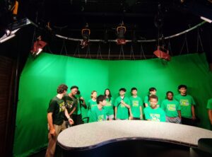 Students explore the green screen room at BNN.