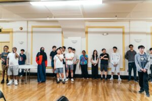 Students participate in a fun icebreaker.